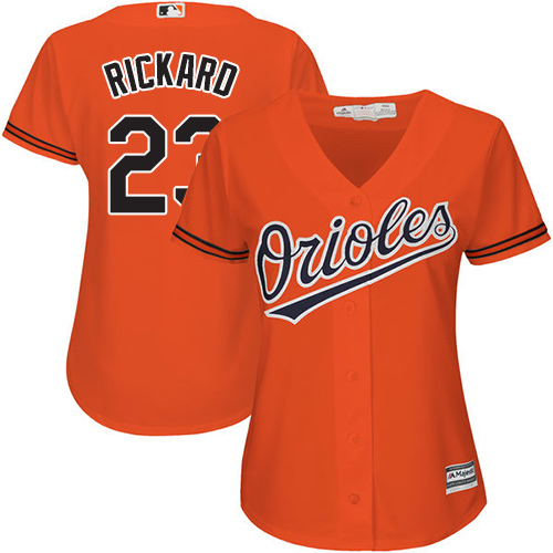 Orioles #23 Joey Rickard Orange Alternate Women's Stitched MLB Jersey - Click Image to Close